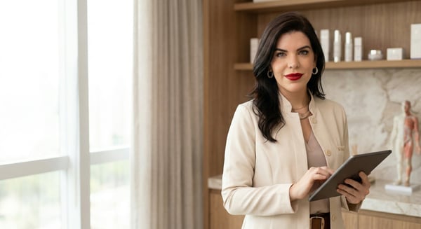 Dra. Erica Pinheiro em ambiente de atendimento premium