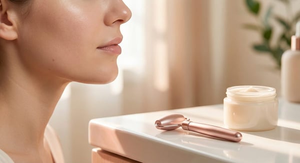 Pele saudável após tratamento de acne com produtos dermatológicos