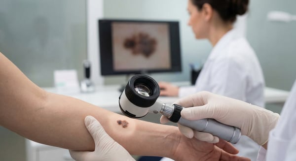 Avaliação dermatológica de pintas com dermatoscopia